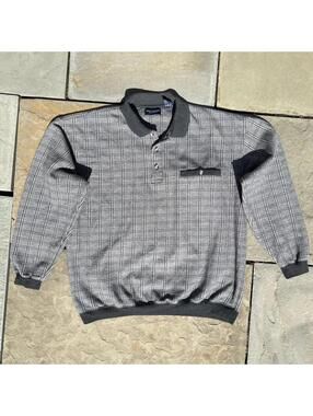 Vintage 90s Plaid Pattern Polo Sweater